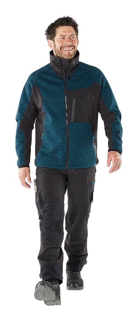 Strickjacke mit Reißverschluss ADVANCED Dunkelpetroleum/ schwarz
