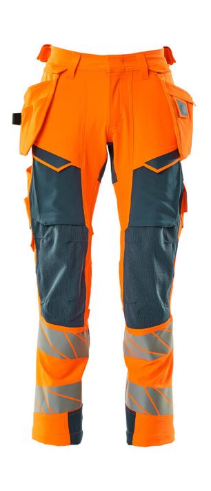Hose mit Hängetaschen ACCELERATE SAFE hi-vis orange/dunkelpetroleum