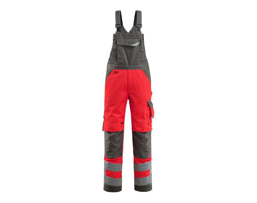 Latzhose mit Knietaschen SAFE SUPREME hi-vis rot/dunkelanthrazit