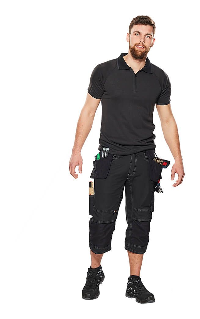 Dreiviertel-Hose mit Hängetaschen UNIQUE schwarz