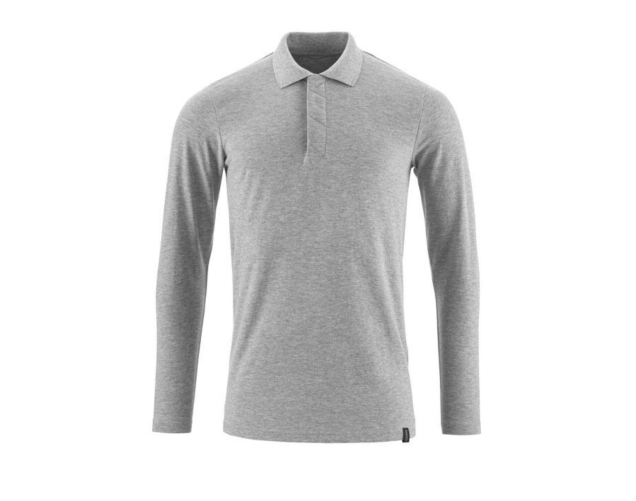 Polo-Shirt, Langarm CROSSOVER grau-meliert