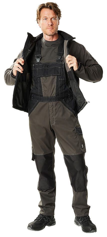 Latzhose mit Knietaschen LIGHT kornblau/schwarzblau