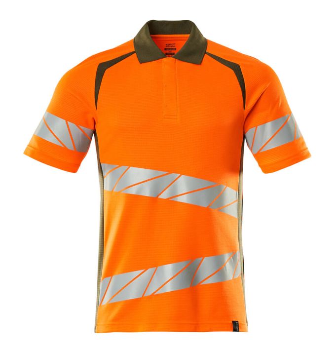 Polo-Shirt ACCELERATE SAFE hi-vis orange/moosgrün