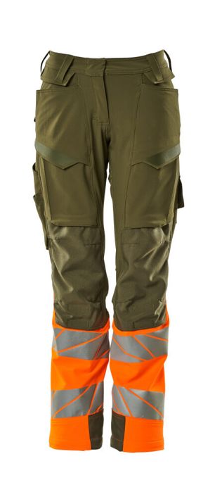 Hose mit Knietaschen ACCELERATE SAFE moosgrün/orange