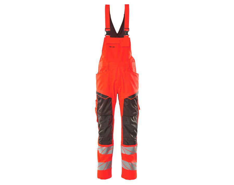 Latzhose mit Knietaschen ACCELERATE SAFE hi-vis rot/dunkelanthrazit