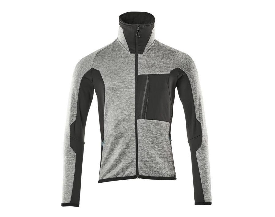 Fleecepullover mit Reißverschluss ADVANCED grau-meliert/schwarz