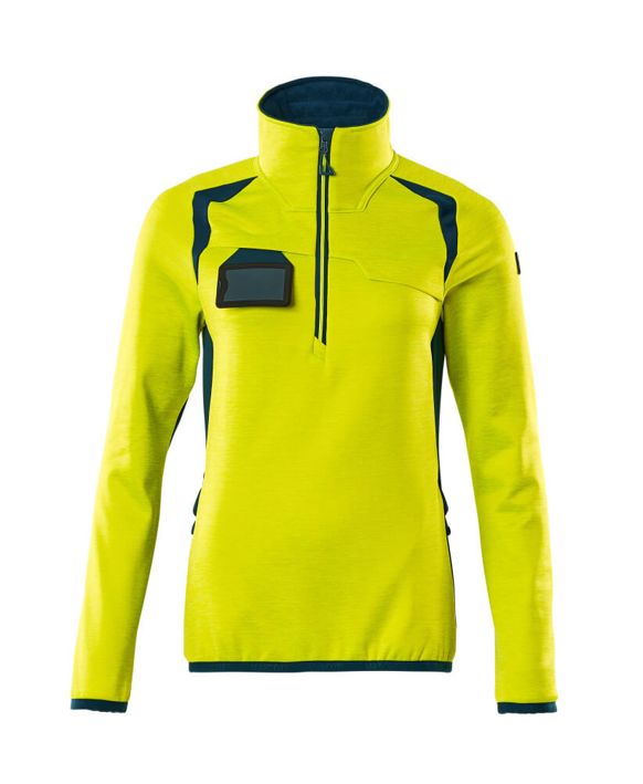 Fleecepullover mit kurzem Reißverschluss ACCELERATE SAFE hi-vis gelb/dunkelpetroleum