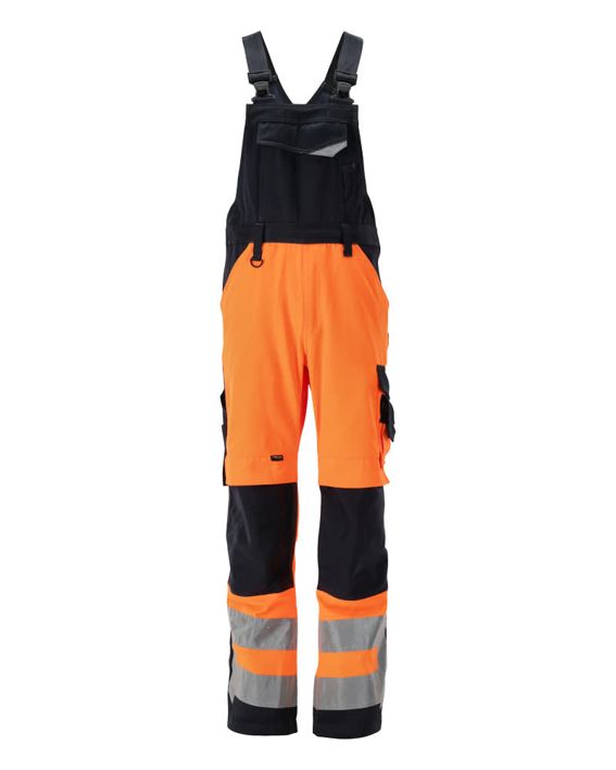 Latzhose mit Knietaschen SAFE SUPREME hi-vis orange/schwarzblau