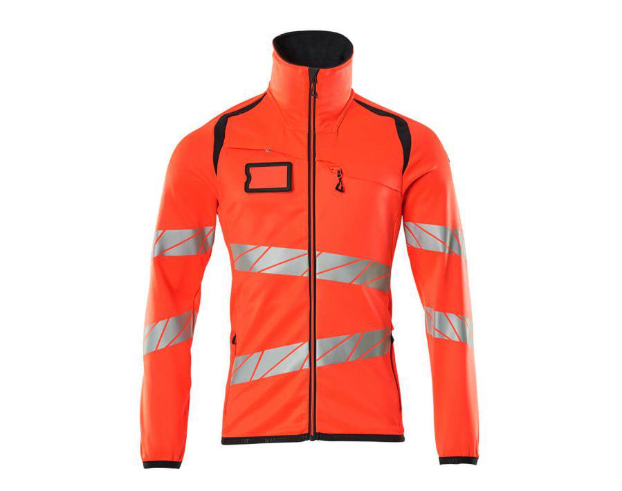 Fleecepullover mit Reißverschluss ACCELERATE SAFE Hi-vis rot/schwarzblau