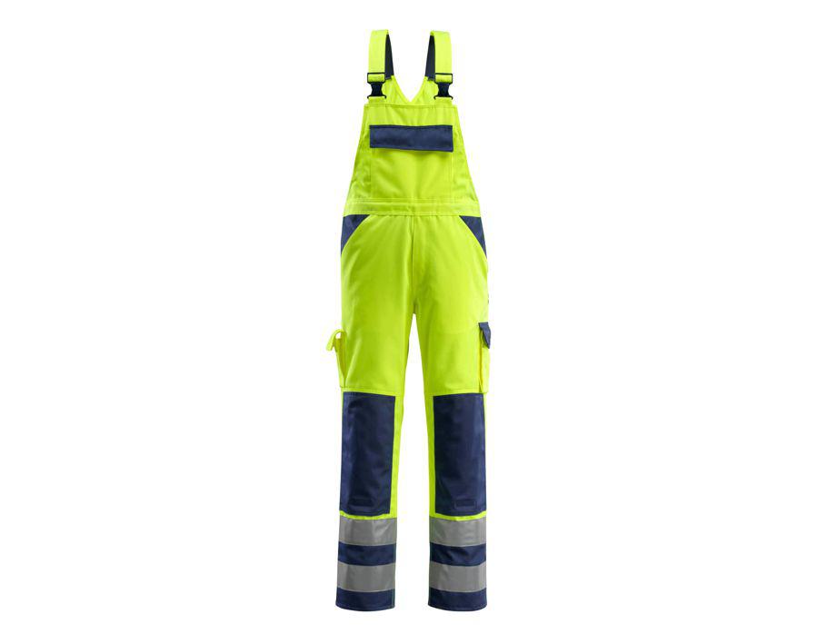 Latzhose mit Knietaschen SAFE COMPETE hi-vis gelb/marine