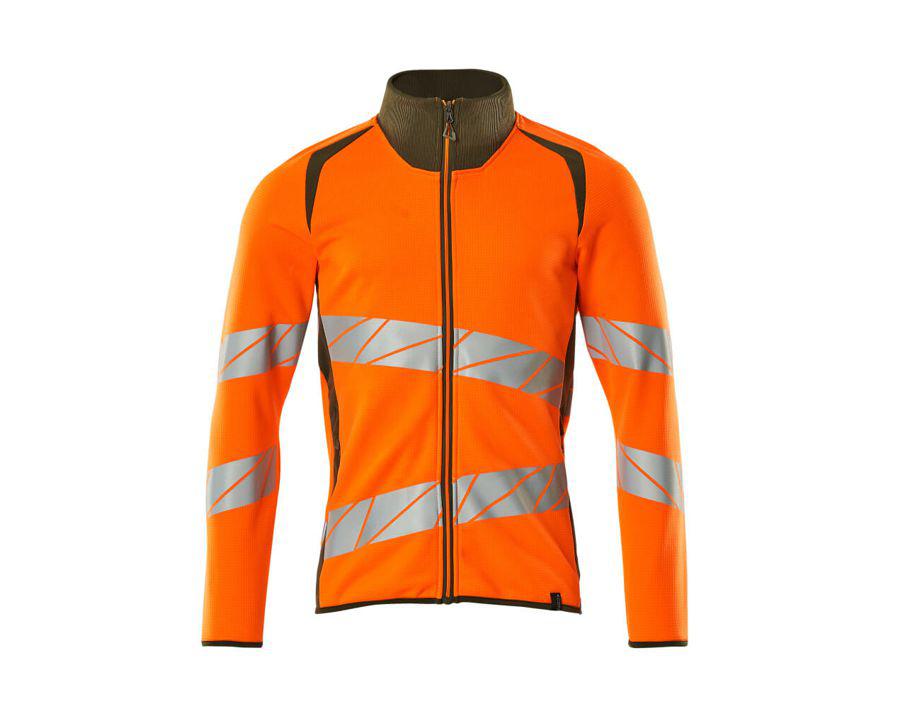 Sweatshirt mit Reißverschluss ACCELERATE SAFE hi-vis orange/moosgrün
