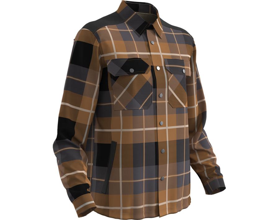 Hemd aus Flanell mit Faserpelz Futter CUSTOMIZED Nussbraun-kariert