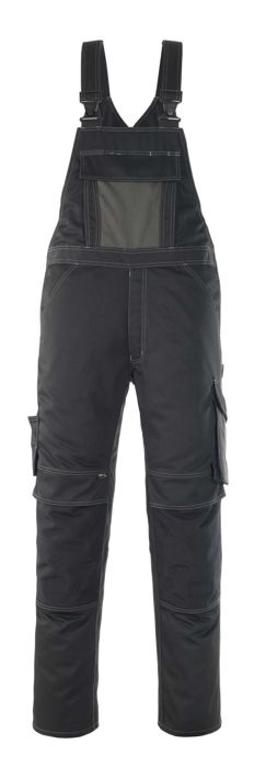 Latzhose mit Knietaschen UNIQUE schwarz/dunkelanthrazit