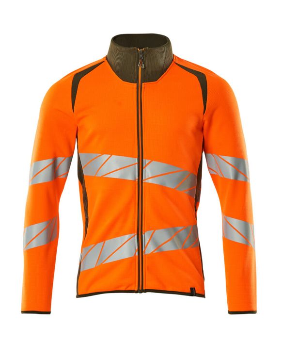Sweatshirt mit Reißverschluss ACCELERATE SAFE hi-vis orange/moosgrün
