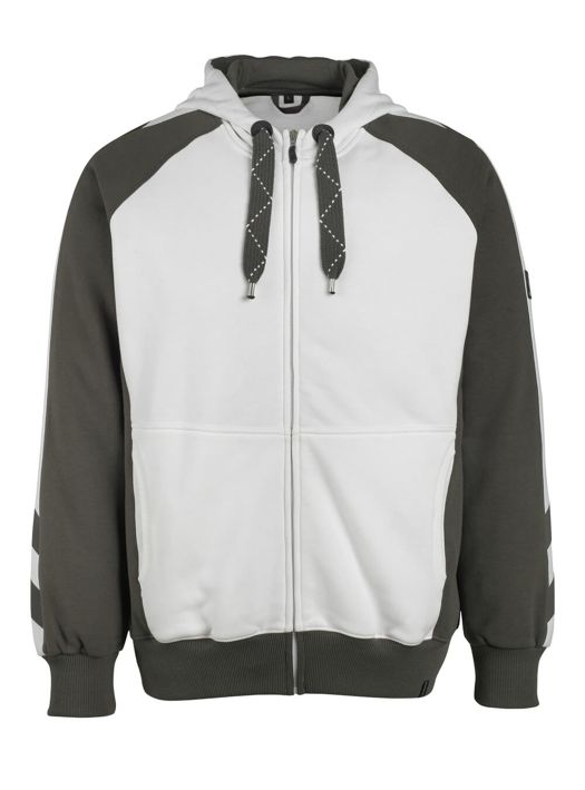 Kapuzensweatshirt mit Reißverschluss UNIQUE weiss/dunkelanthrazit