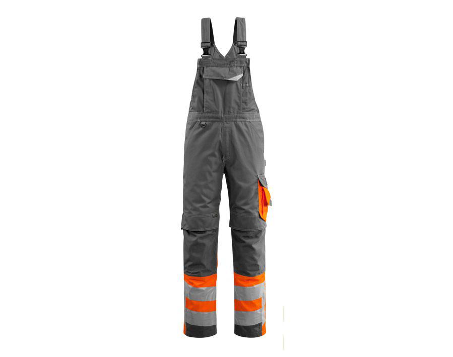 Latzhose mit Knietaschen SAFE SUPREME dunkelanthrazit/hi-vis orange