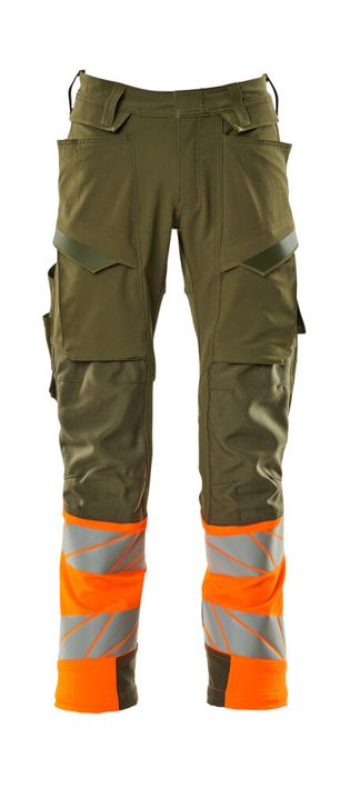 Hose mit Knietaschen ACCELERATE SAFE moosgrün/orange