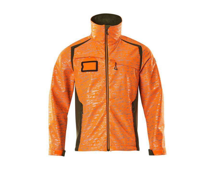 Soft Shell Jacke ACCELERATE SAFE hi-vis orange/moosgrün