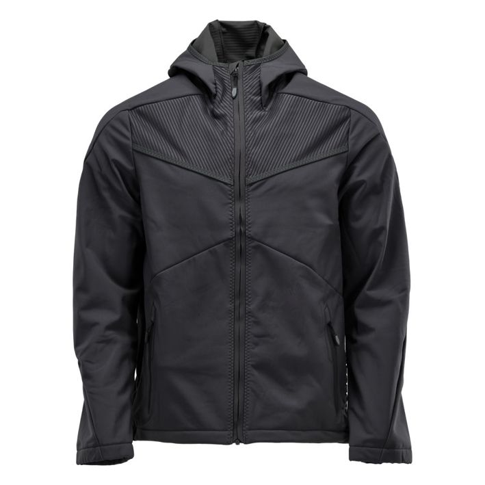 Soft Shell Jacke mit Kapuze CUSTOMIZED schwarz