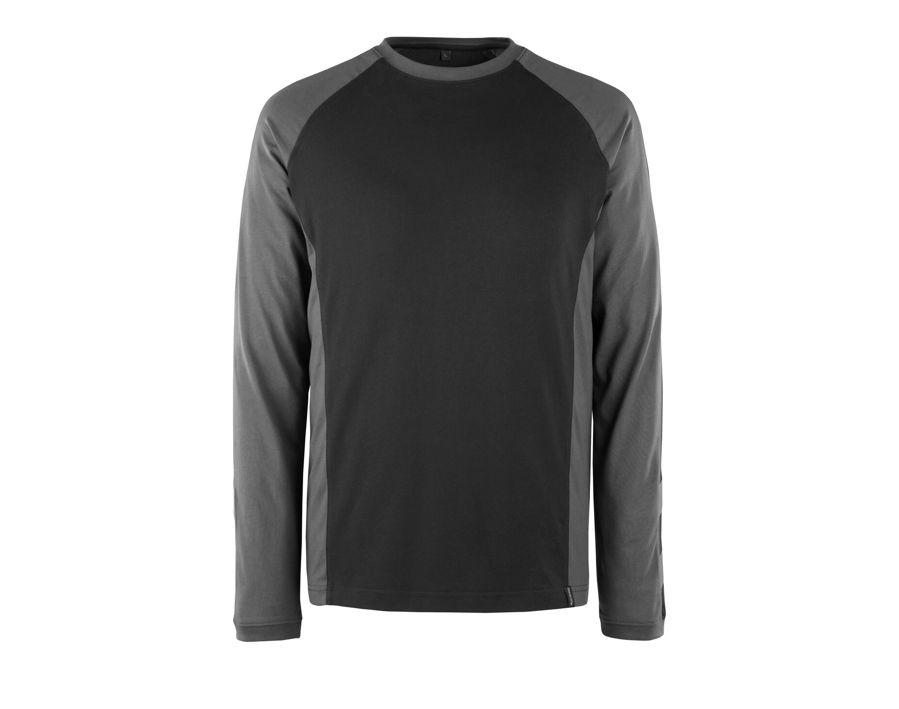 T-Shirt, Langarm UNIQUE schwarz/dunkelanthrazit