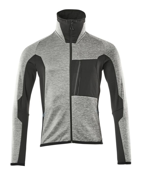 Fleecepullover mit Reißverschluss ADVANCED grau-meliert/schwarz