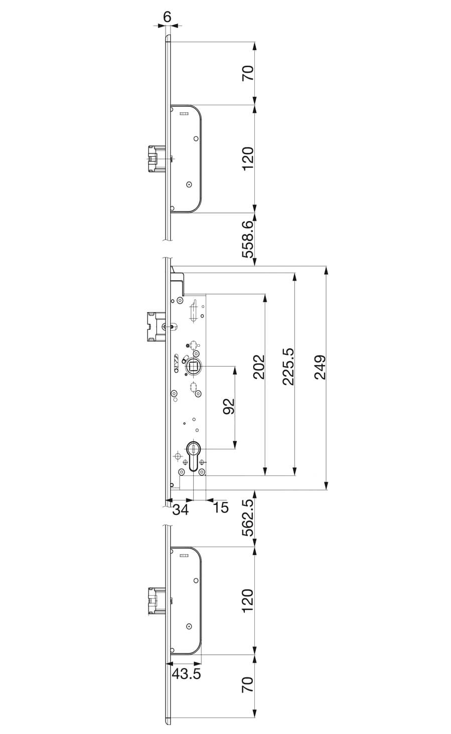 Secury Panikschloss 1917 für zweiflügelige Türen