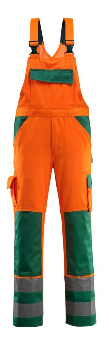 Latzhose mit Knietaschen SAFE COMPETE hi-vis orange/grün
