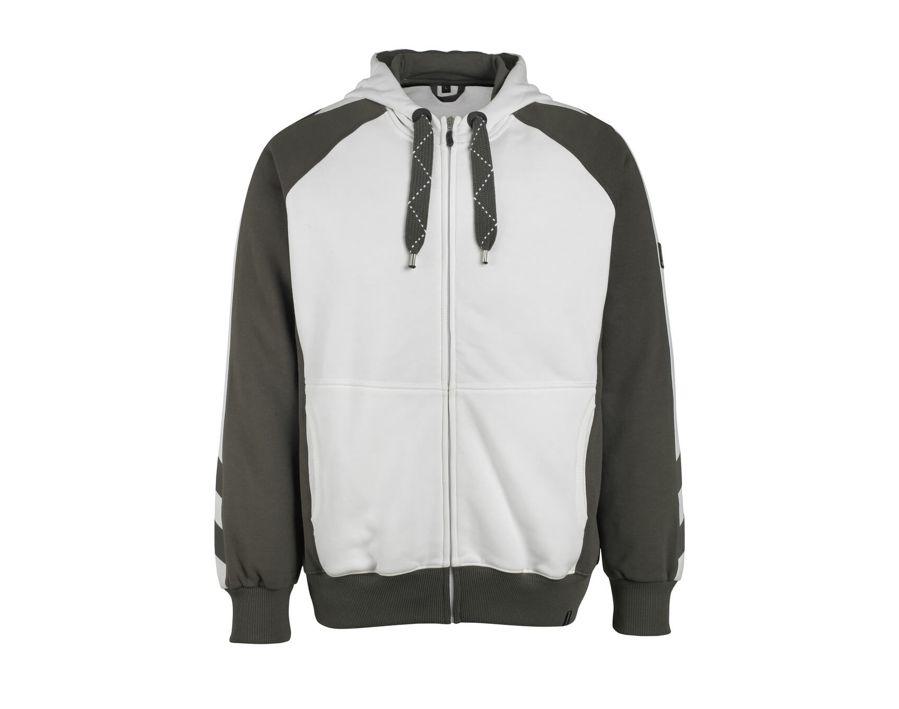 Kapuzensweatshirt mit Reißverschluss UNIQUE weiss/dunkelanthrazit