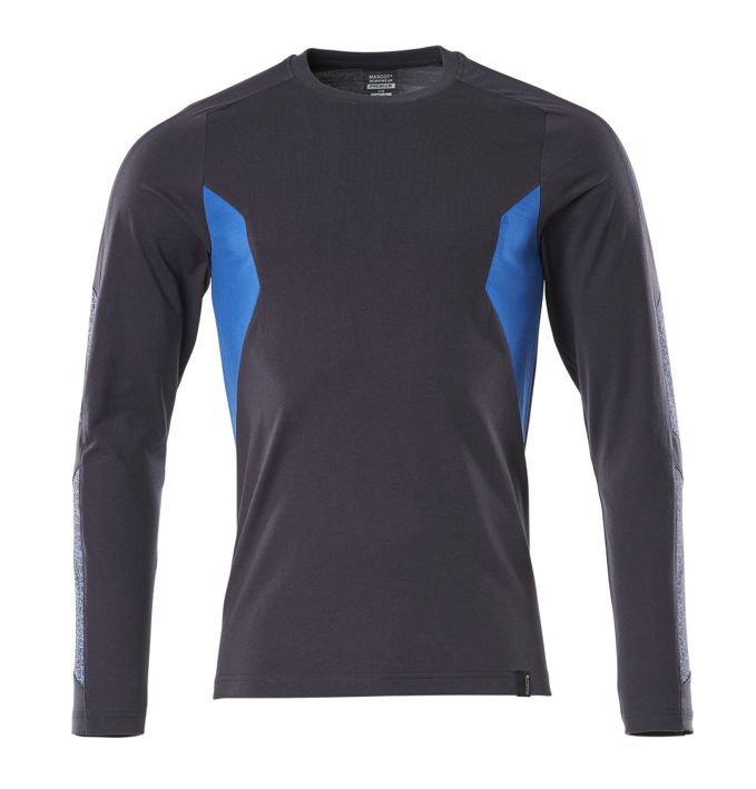 T-Shirt, Langarm ACCELERATE schwarzblau/azurblau