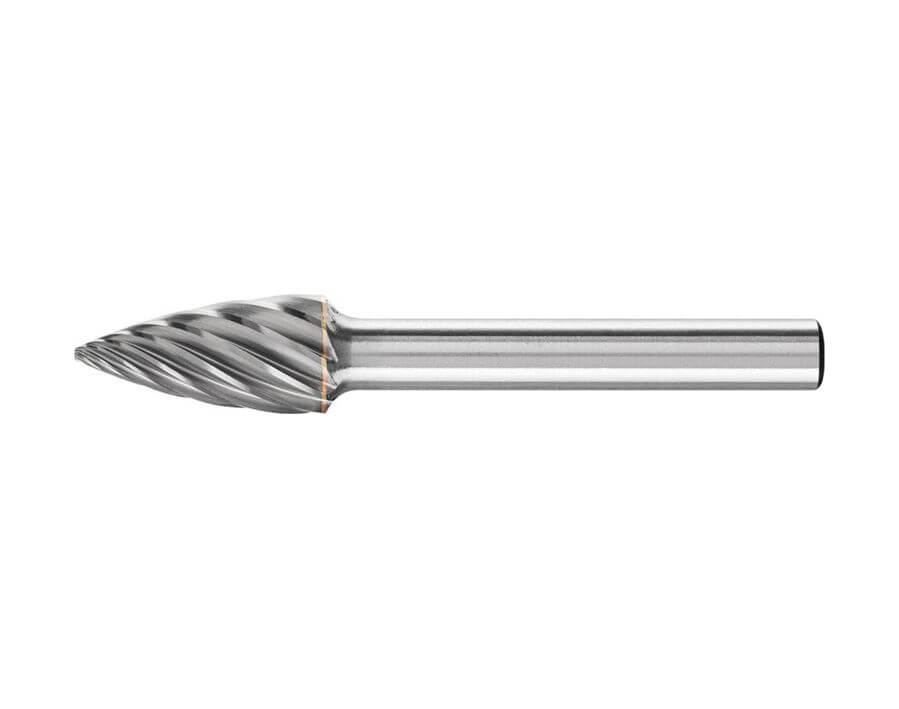 Hartmetallfrässtift (Rotorfräser) DIN 8033 – Schaft-Ø 6 mm, Spitzbogenform SPG, Zahnung INOX