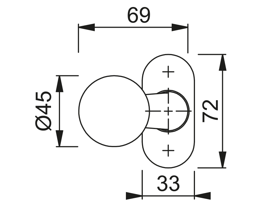 Gekröpfter Knopf fest 50G/55  