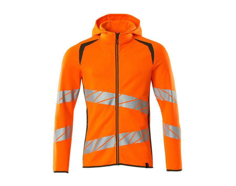 Kapuzensweatshirt mit Reißverschluss ACCELERATE SAFE hi-vis orange/moosgrün