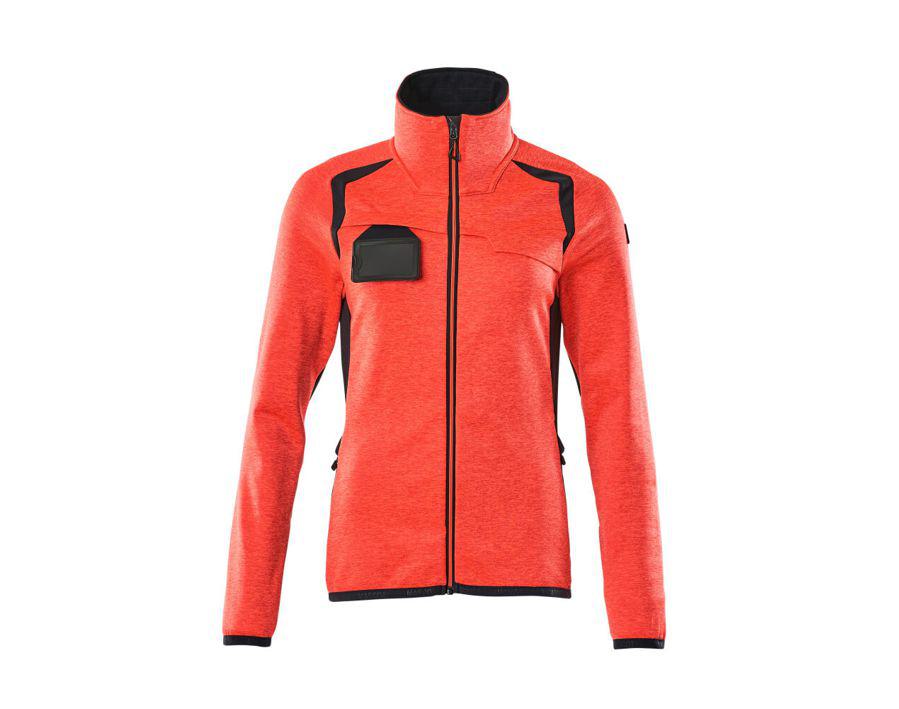 Fleecepullover mit Reißverschluss ACCELERATE SAFE Hi-vis rot/schwarzblau
