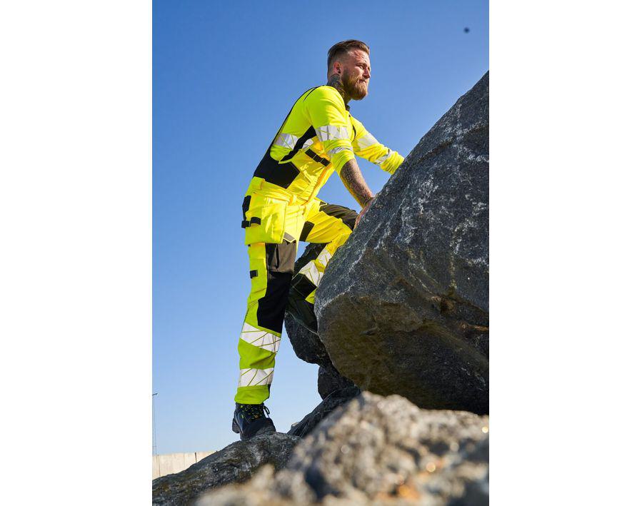 T-Shirt, Langarm ACCELERATE SAFE hi-vis gelb/dunkelpetroleum