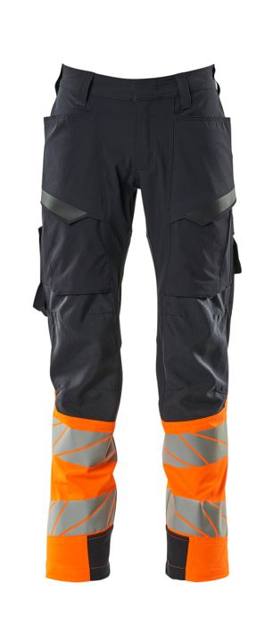 Hose mit Schenkeltaschen ACCELERATE SAFE schwarzblau/hi-vis orange