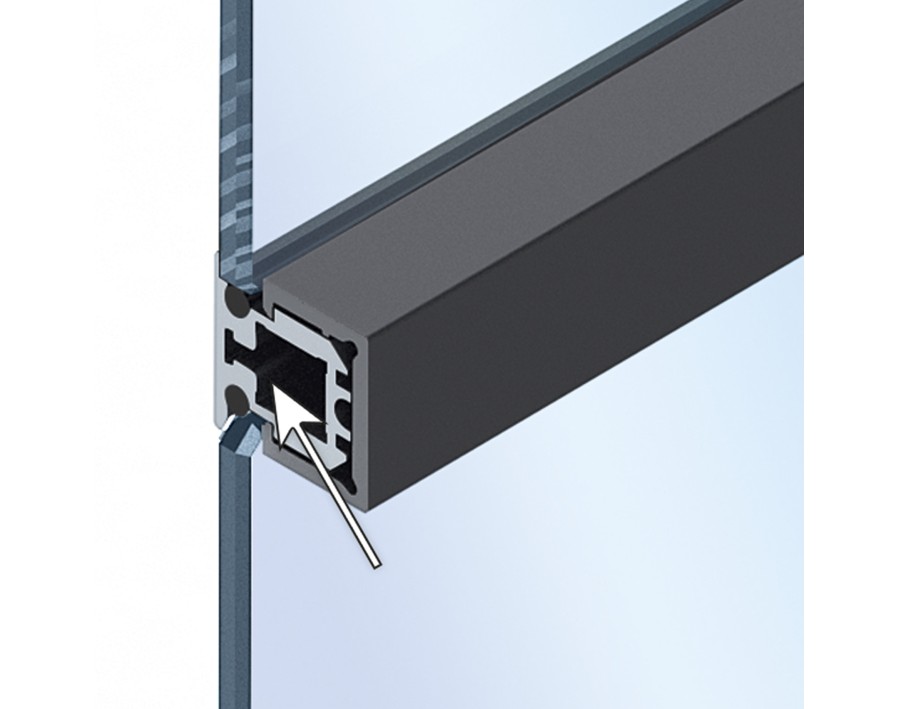 Cadro Glas-Mittelprofil Edelstahl Optik