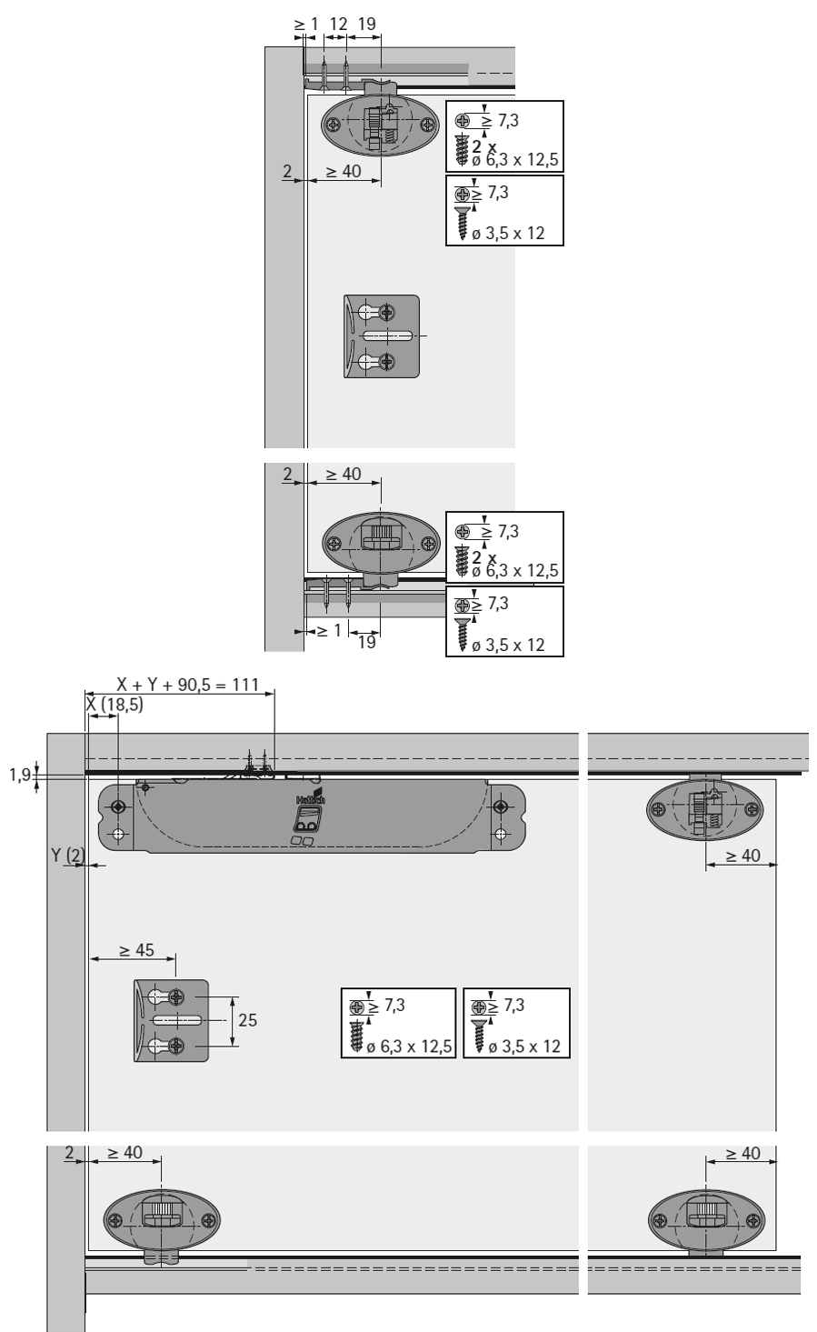 HETTICH SlideLine 55 Plus für einliegende Türen