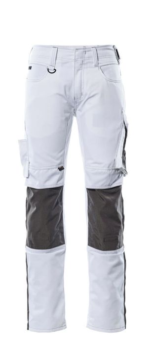 Hose mit Knietaschen UNIQUE weiss/dunkelanthrazit