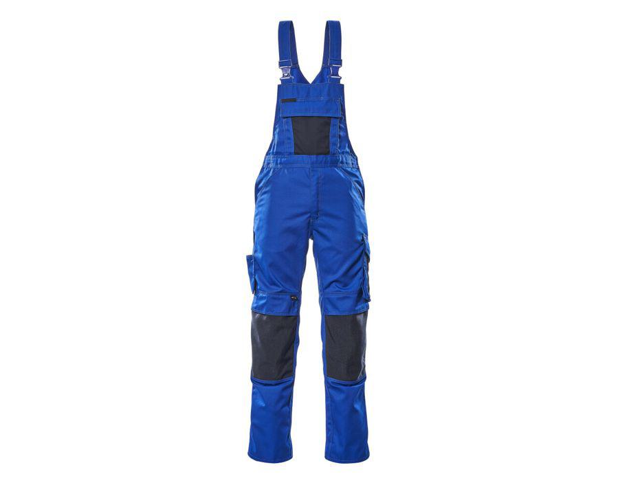 Latzhose mit Knietaschen UNIQUE kornblau/schwarzblau