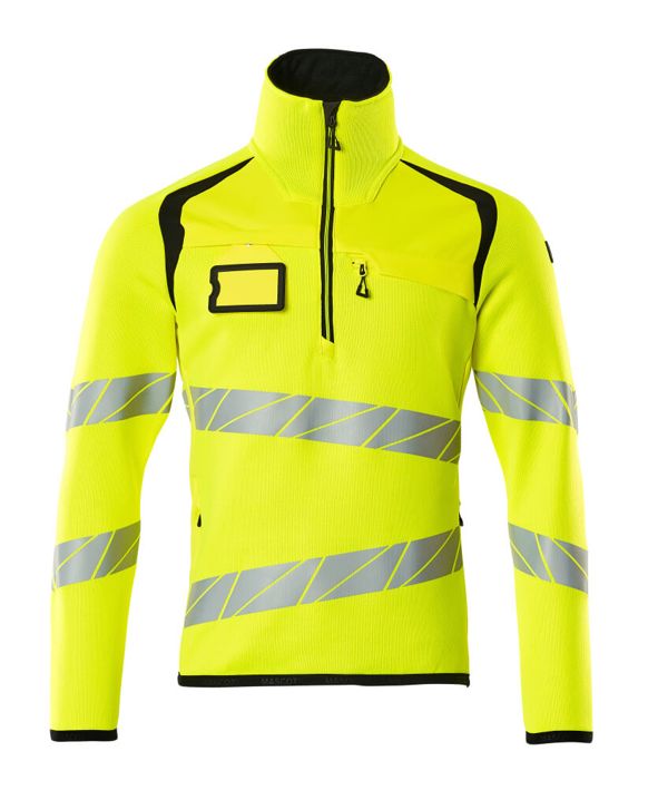 Strickpullover mit kurzem Reißverschluss ACCELERATE SAFE hi-vis gelb/schwarz