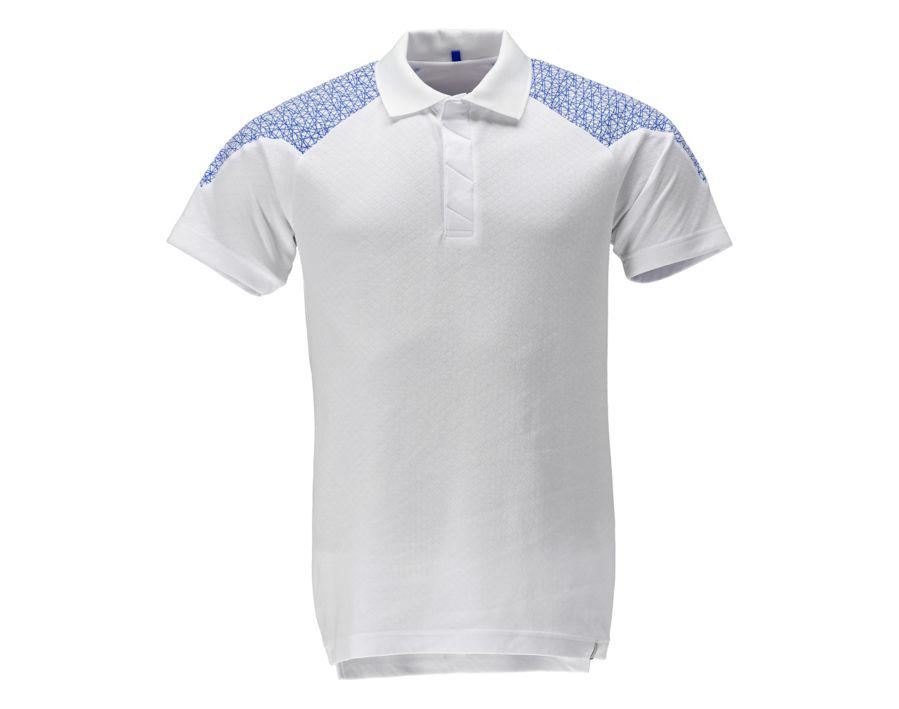 Polo-Shirt FOOD & CARE weiss/azurblau