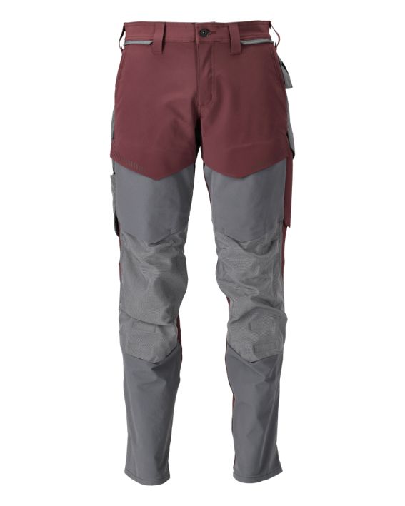Hose mit Knietaschen CUSTOMIZED bordeaux/anthrazitgrau