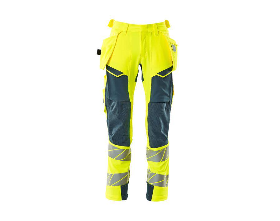 Hose mit Hängetaschen ACCELERATE SAFE hi-vis gelb/dunkelpetroleum