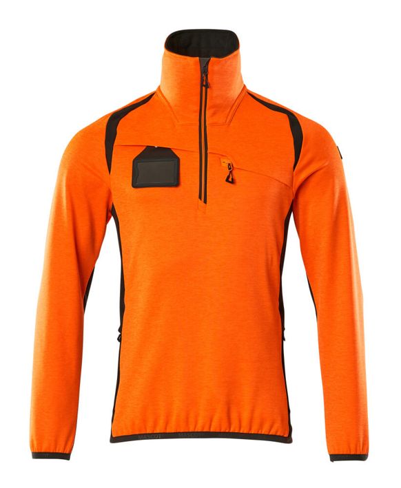Fleecepullover mit kurzem Reißverschluss ACCELERATE SAFE hi-vis orange/dunkelanthrazit