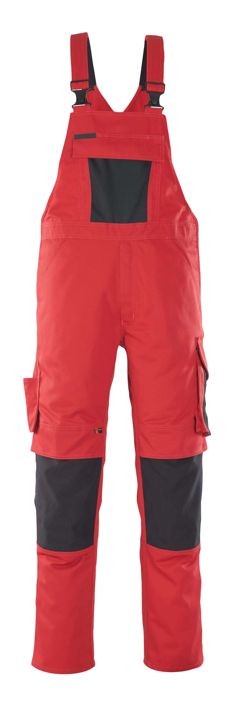 Latzhose mit Knietaschen UNIQUE rot/schwarz