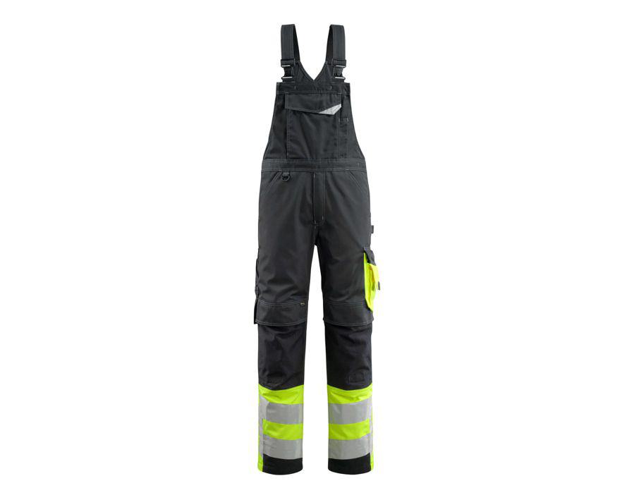 Latzhose mit Knietaschen SAFE SUPREME schwarz/hi-vis gelb