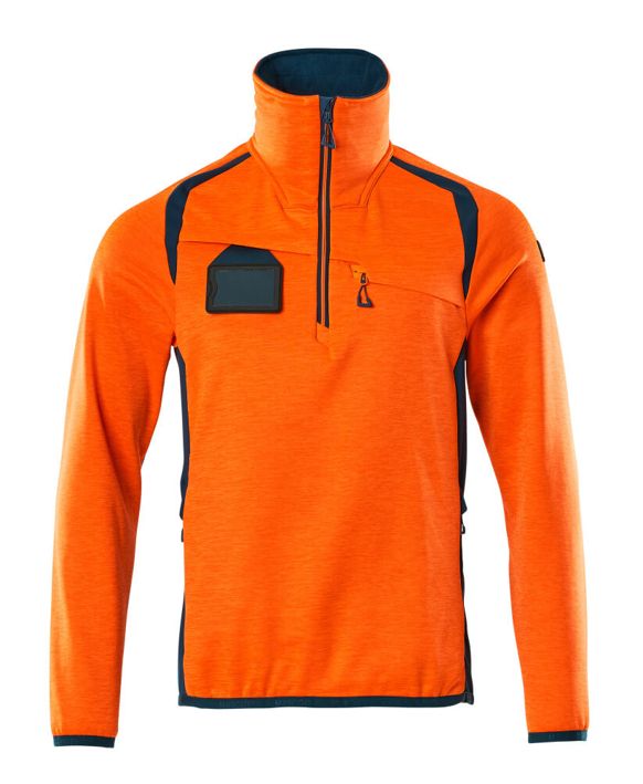 Fleecepullover mit kurzem Reißverschluss ACCELERATE SAFE hi-vis orange/dunkelpetroleum