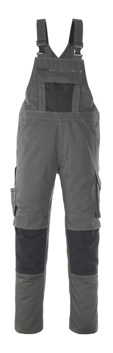 Latzhose mit Knietaschen UNIQUE dunkelanthrazit/schwarz