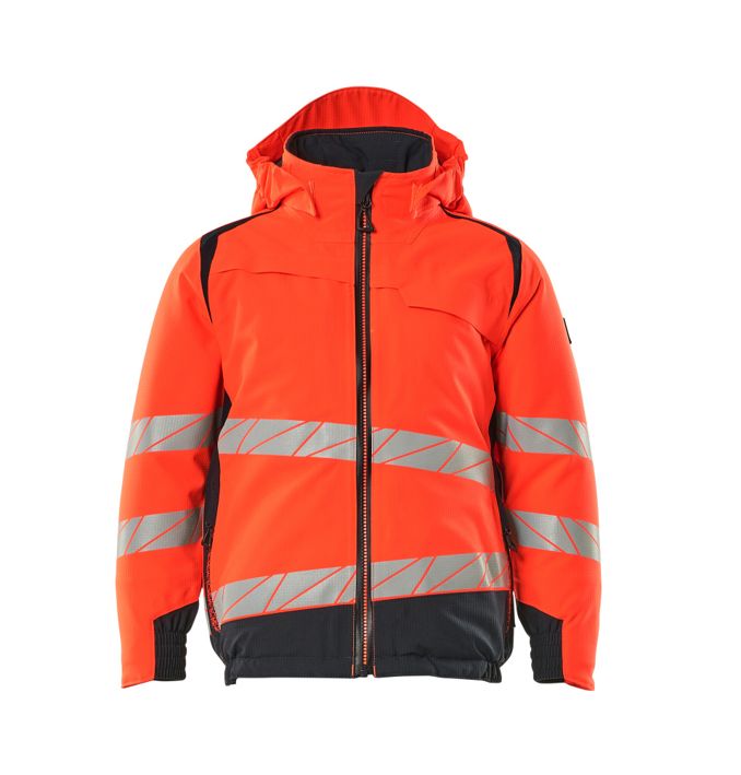 Winterjacke für Kinder ACCELERATE SAFE Hi-vis rot/schwarzblau