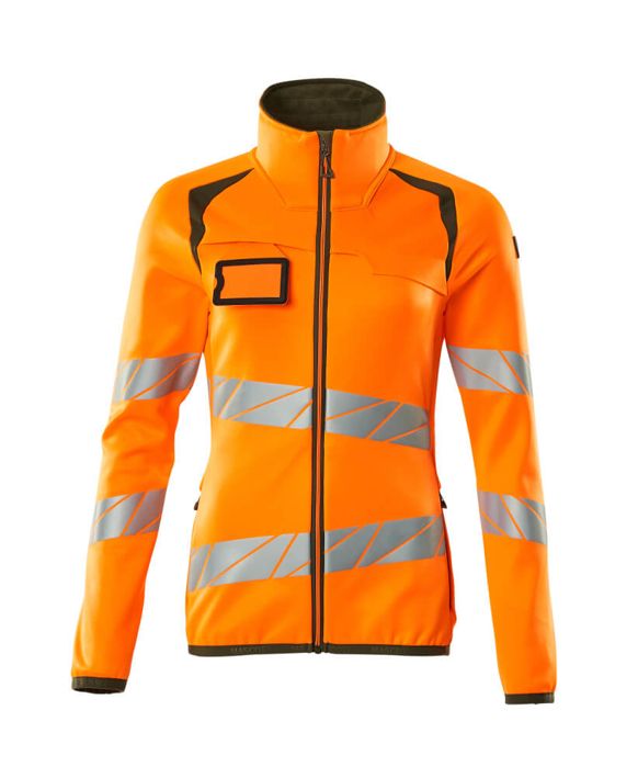 Fleecepullover mit Reißverschluss ACCELERATE SAFE hi-vis orange/moosgrün